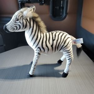 Hansa 12" Handcrafted Realistic Zebra Plush Excellent‎ Condition